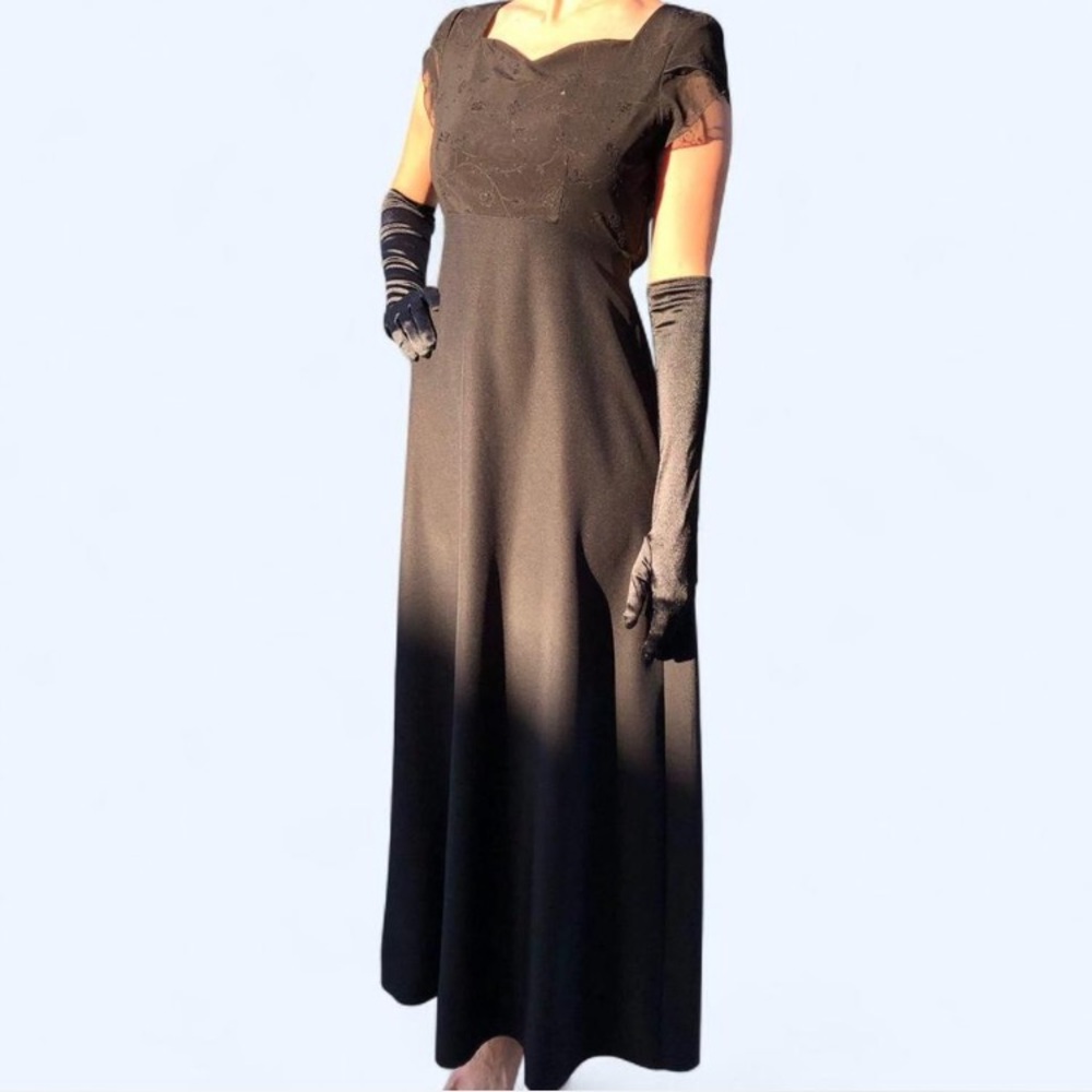 90s Black Victorian Evening Gown